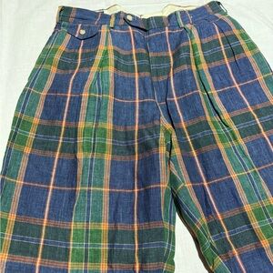 RARE! Vintage 90s Polo Ralph Lauren Plaid 100% Linen Pants